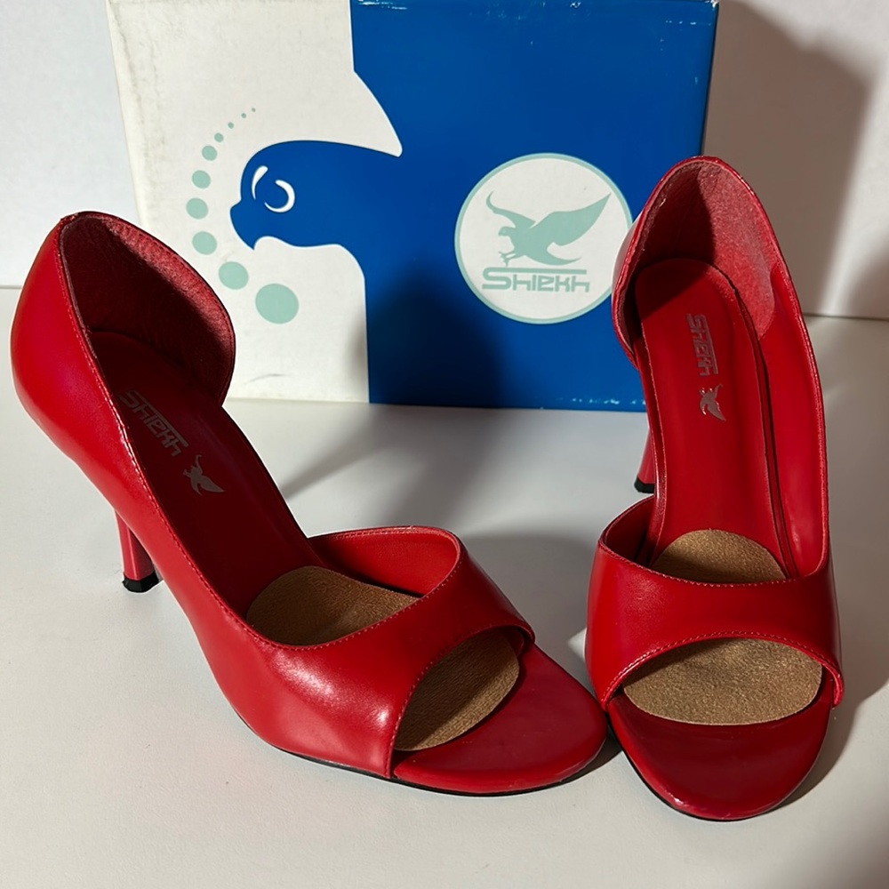 Shiekh Denby-X Red Vitello Peep Toe Heel